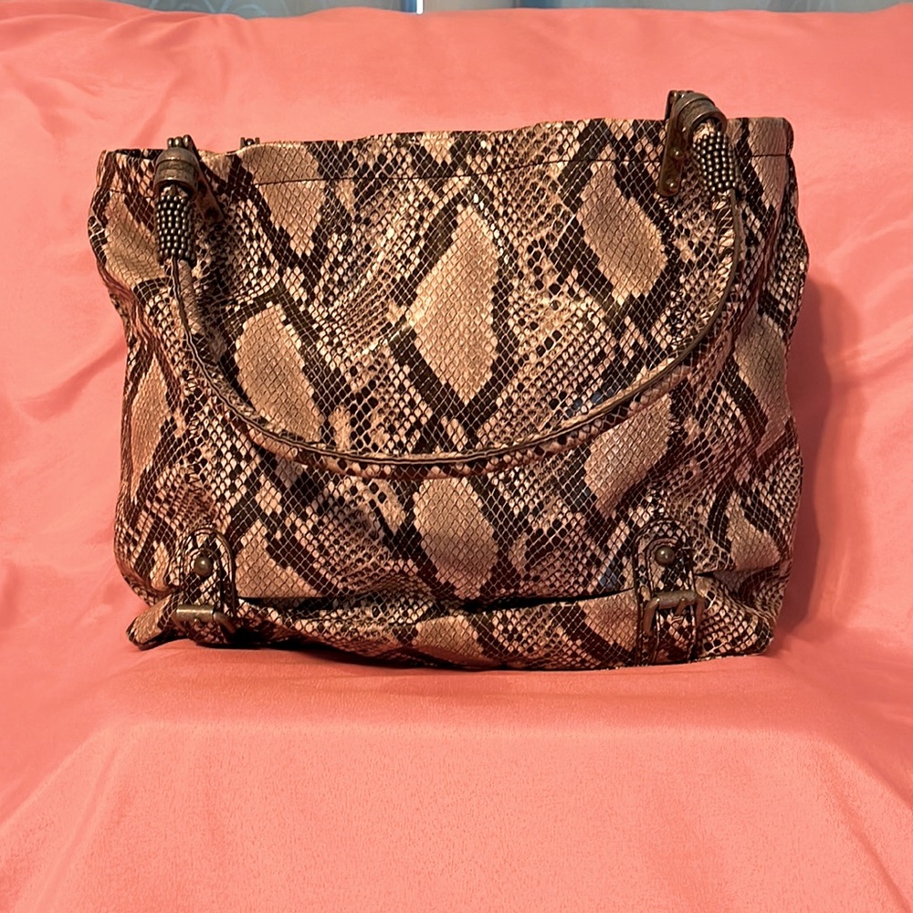 Snake skin print shoulder bag by Jessica Simpson